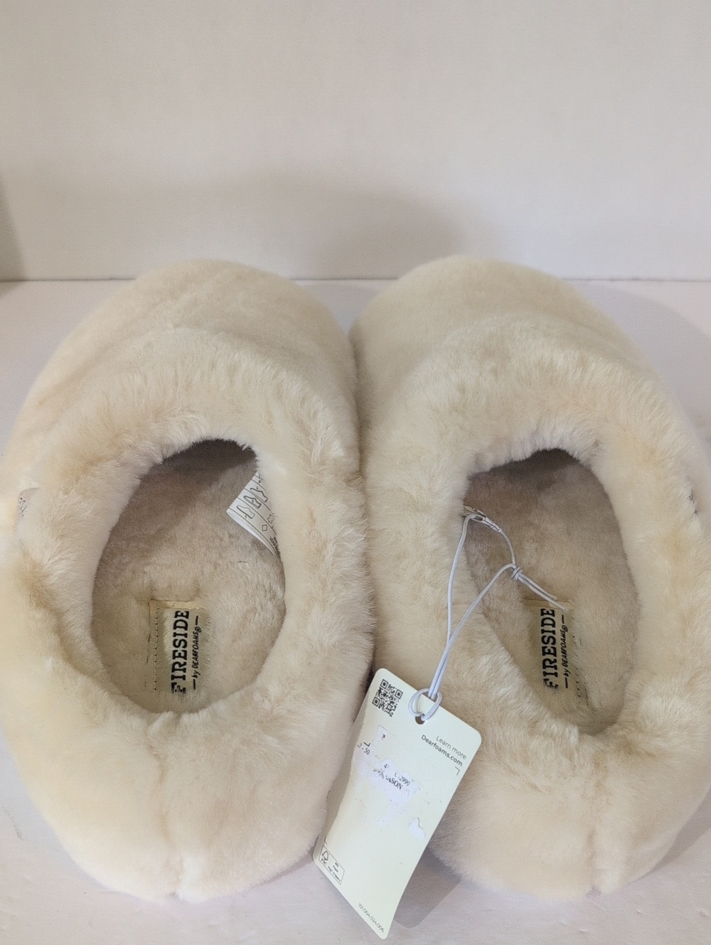 Fireside By Deer Foams Cream Plush Women's Slippers Sz 9